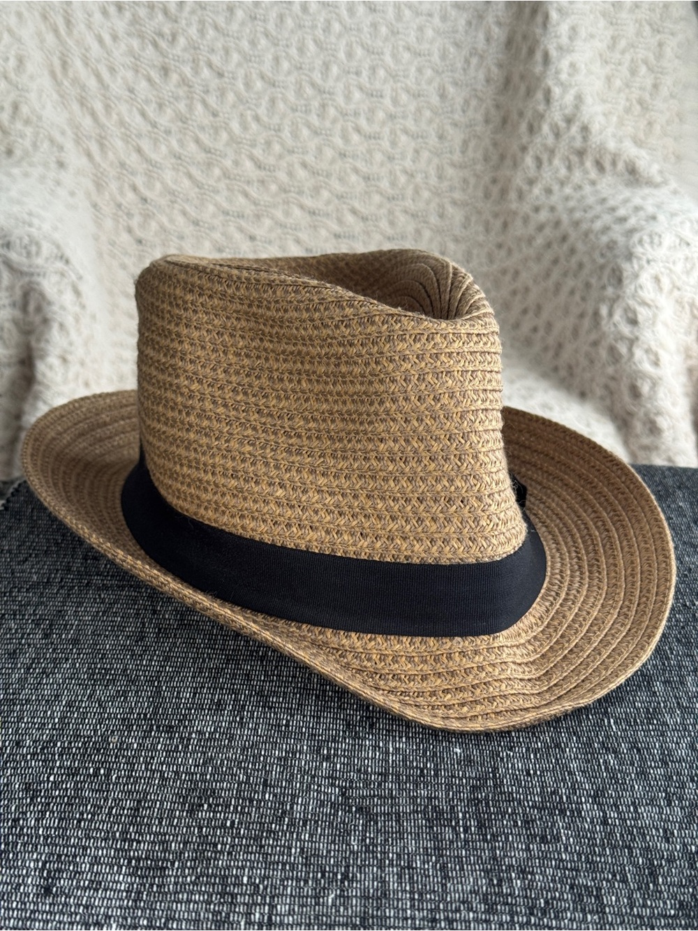 WALLAROO Justin Straw Cowboy Hat Tan Black Band L/XL